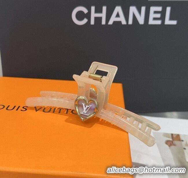 New Luxury Louis Vuitton LV Heart Hair Clip 0512 Beige 2025