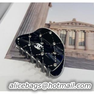 Well Crafted Chanel Quilted Hair Clip with Strass 12077 Black 2025