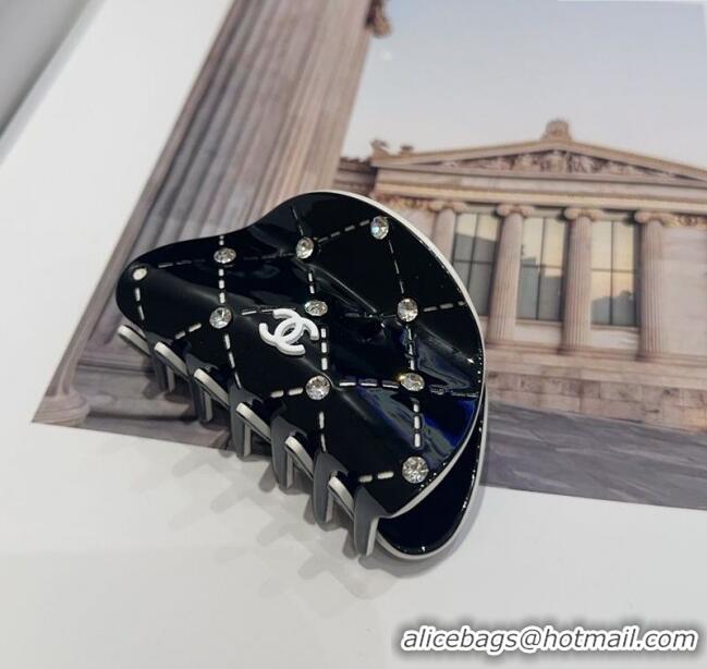 Well Crafted Chanel Quilted Hair Clip with Strass 12077 Black 2025