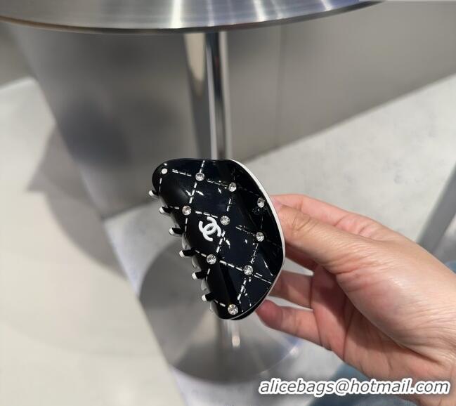 Well Crafted Chanel Quilted Hair Clip with Strass 12077 Black 2025