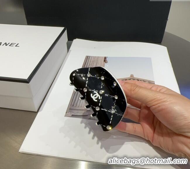 Well Crafted Chanel Quilted Hair Clip with Strass 12077 Black 2025