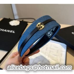 Best Grade Gucci Denim Headband 0512 Navy Blue 2025