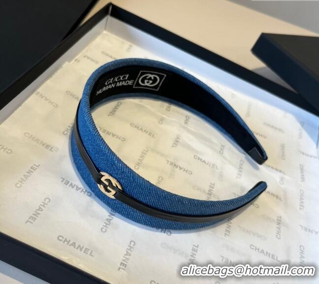 Best Grade Gucci Denim Headband 0512 Navy Blue 2025