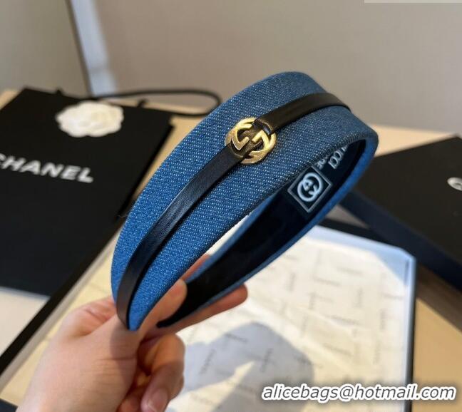 Best Grade Gucci Denim Headband 0512 Navy Blue 2025
