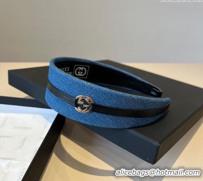 Best Grade Gucci Denim Headband 0512 Navy Blue 2025