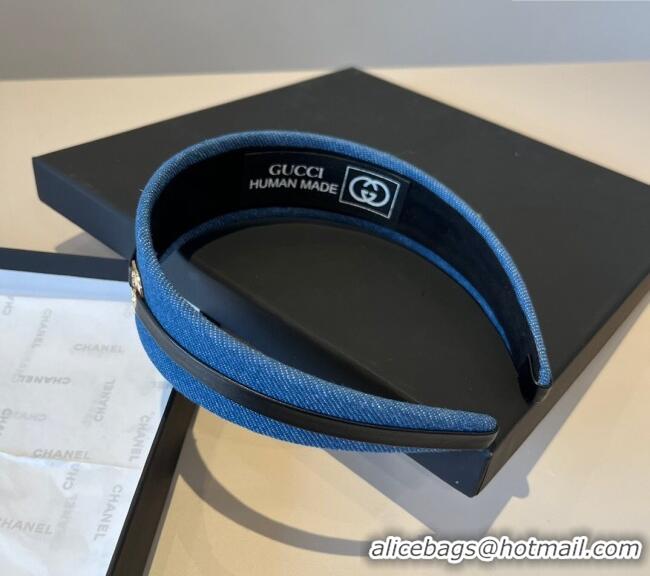 Best Grade Gucci Denim Headband 0512 Navy Blue 2025