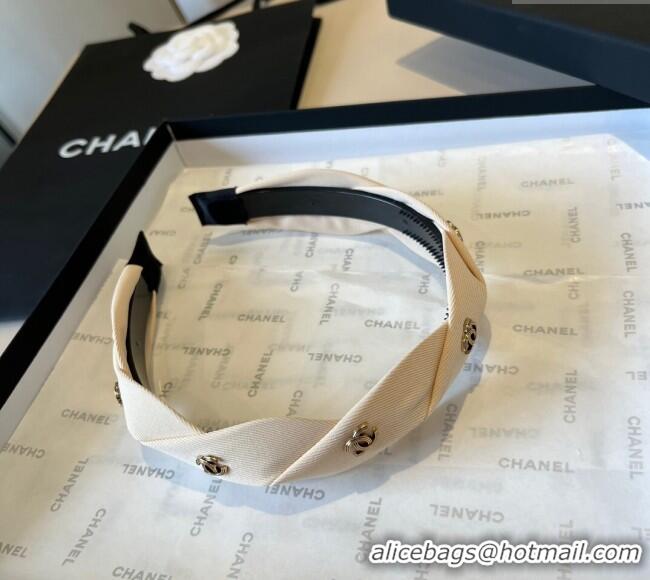 Top Design Chanel CC Charm Headband 0512 White 2025