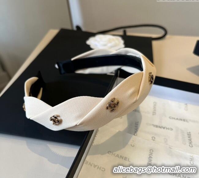 Top Design Chanel CC Charm Headband 0512 White 2025