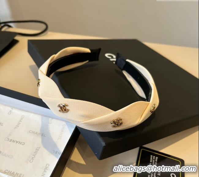 Top Design Chanel CC Charm Headband 0512 White 2025
