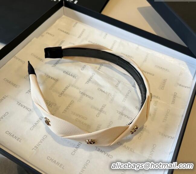 Top Design Chanel CC Charm Headband 0512 White 2025