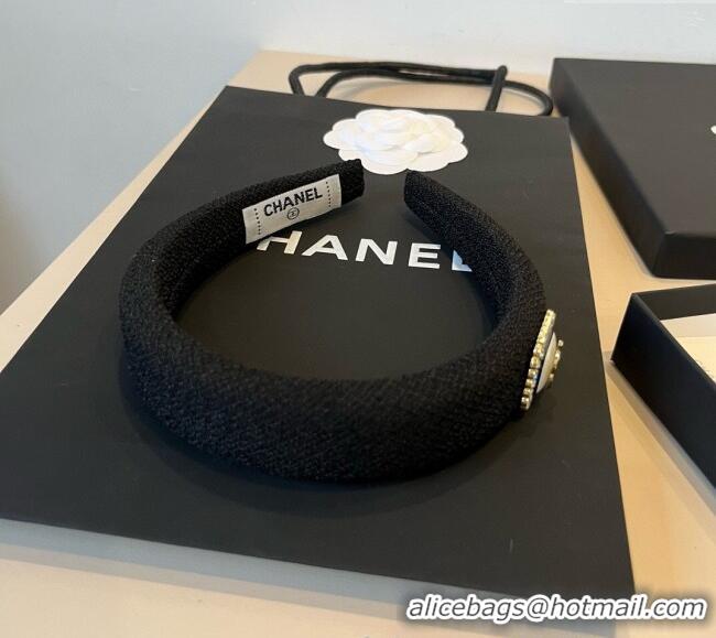 Luxury Classic Chanel Headband with CC Pearls 0512 Black 2025
