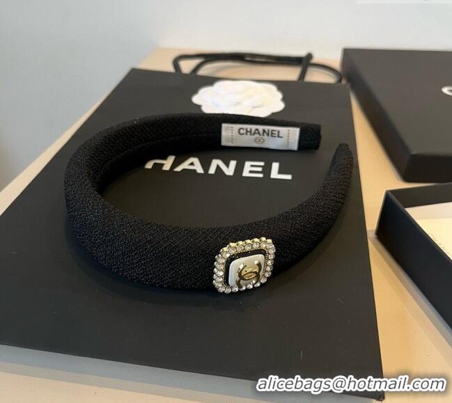 Luxury Classic Chanel Headband with CC Pearls 0512 Black 2025
