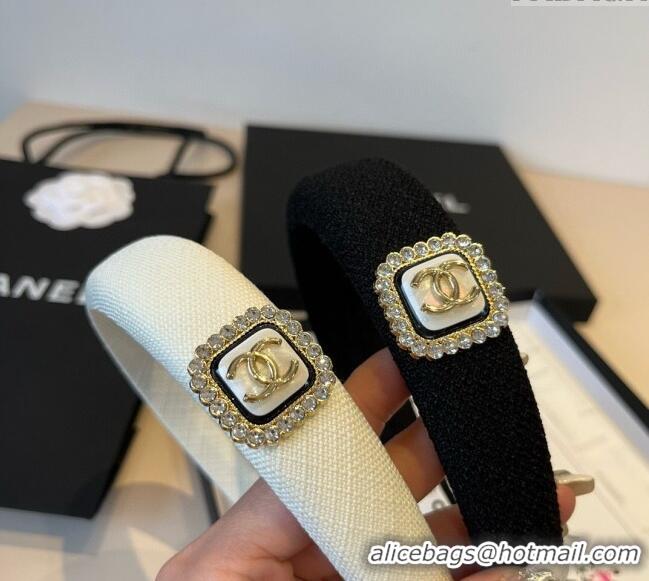 Luxury Classic Chanel Headband with CC Pearls 0512 Black 2025
