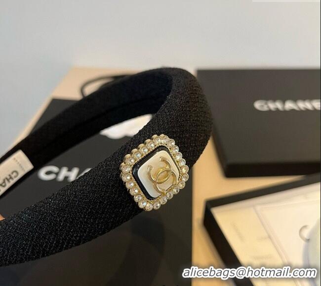 Luxury Classic Chanel Headband with CC Pearls 0512 Black 2025
