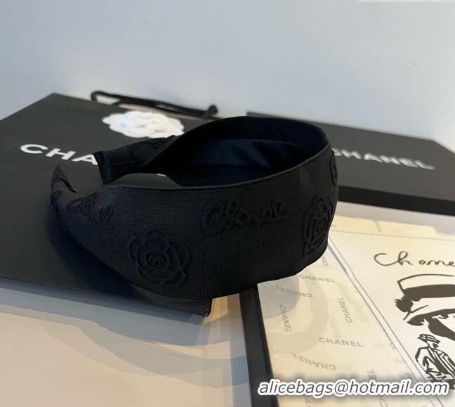 Inexpensive Chanel Camellia Headband 0512 Black 2025