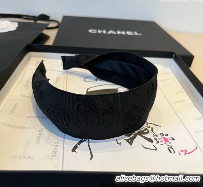 Inexpensive Chanel Camellia Headband 0512 Black 2025