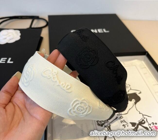 Inexpensive Chanel Camellia Headband 0512 Black 2025