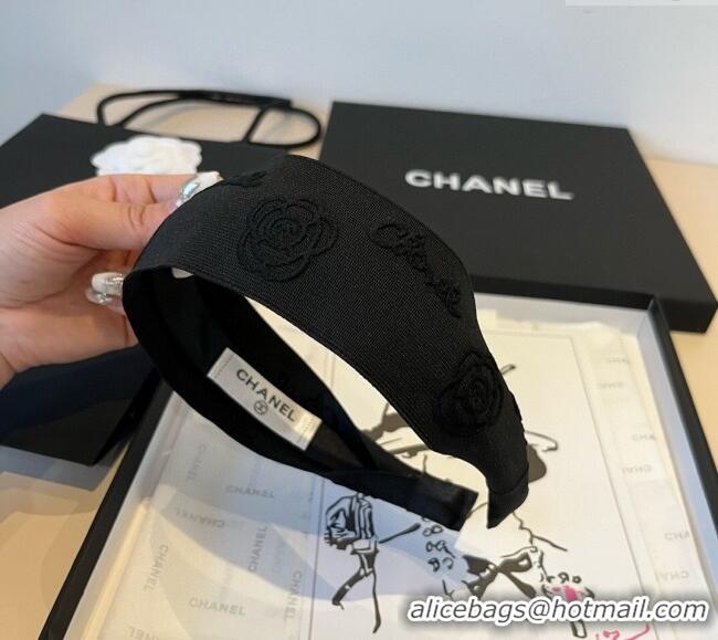 Inexpensive Chanel Camellia Headband 0512 Black 2025