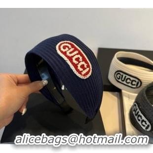Best Inexpensive Gucci Knit Headband 0512 Navy Blue 2025