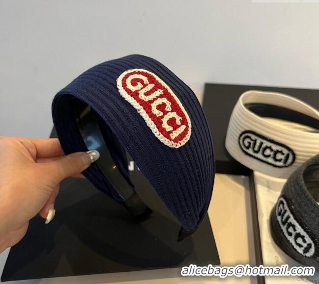 Best Inexpensive Gucci Knit Headband 0512 Navy Blue 2025