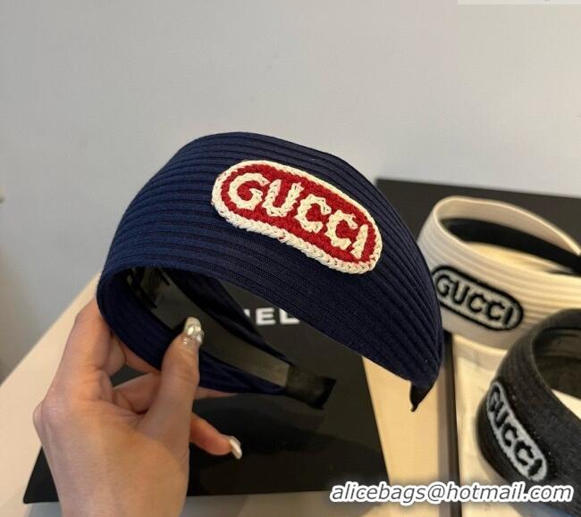 Best Inexpensive Gucci Knit Headband 0512 Navy Blue 2025