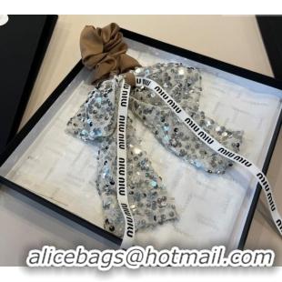 Super Quality Miu Miu Bow Hairring with Sequins 2108 Brown 2025