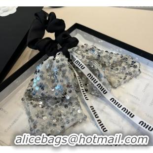 Good Looking Miu Miu Bow Hairring with Sequins 2108 Black 2025