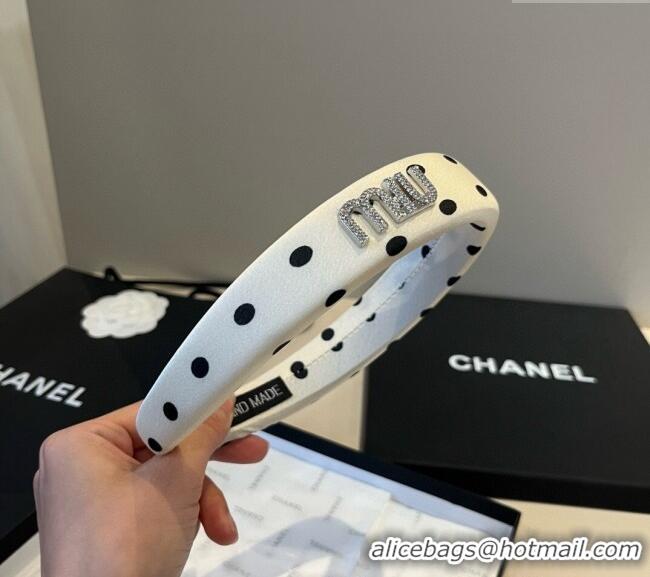 Low Cost Miu Miu Dotted Headband 0513 White 2025