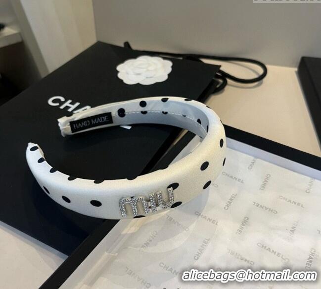 Low Cost Miu Miu Dotted Headband 0513 White 2025