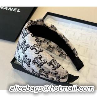 Shop Inexpensive Celine Logo Wide Headband 0513 White 2025