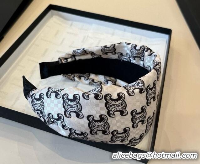 Shop Inexpensive Celine Logo Wide Headband 0513 White 2025