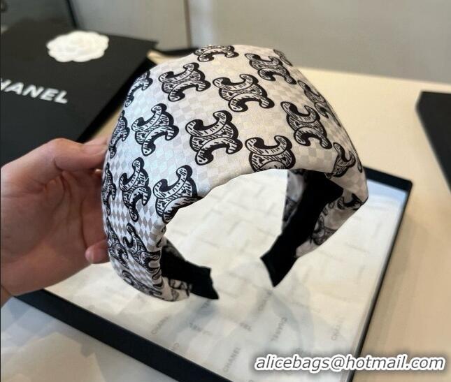 Shop Inexpensive Celine Logo Wide Headband 0513 White 2025