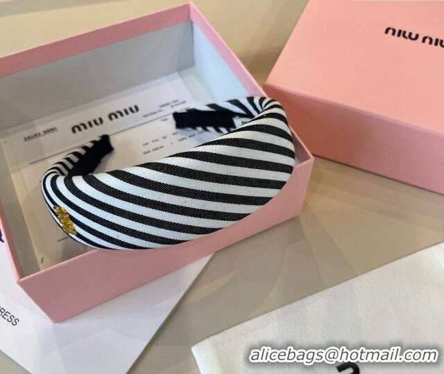 Grade Quality Miu Miu Striped Headband 0513 Black 2025