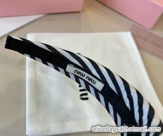 Grade Quality Miu Miu Striped Headband 0513 Black 2025