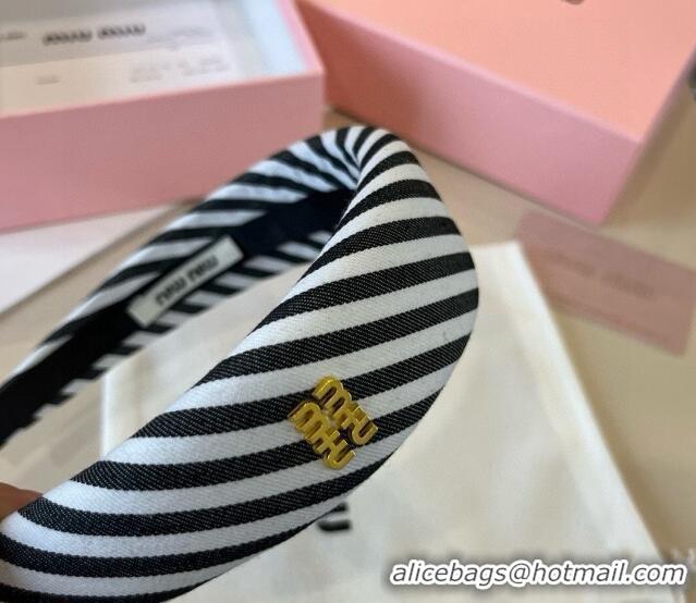 Grade Quality Miu Miu Striped Headband 0513 Black 2025