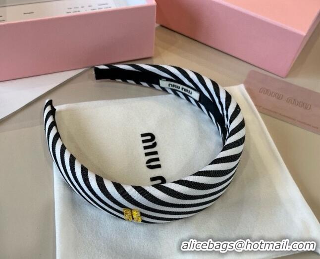 Grade Quality Miu Miu Striped Headband 0513 Black 2025