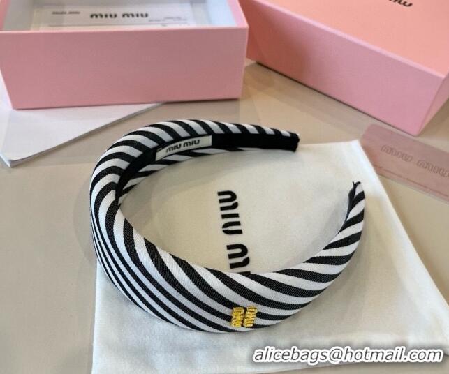 Grade Quality Miu Miu Striped Headband 0513 Black 2025