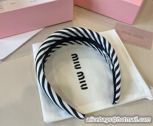 Grade Quality Miu Miu Striped Headband 0513 Black 2025