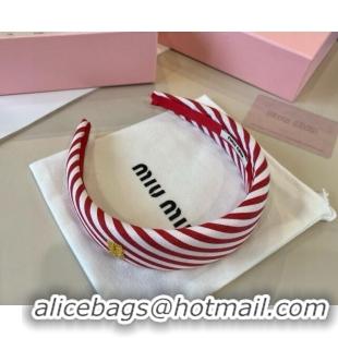 New Style Cheap Miu Miu Striped Headband 0513 Red 2025