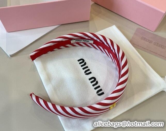 New Style Cheap Miu Miu Striped Headband 0513 Red 2025