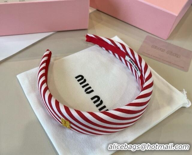 New Style Cheap Miu Miu Striped Headband 0513 Red 2025