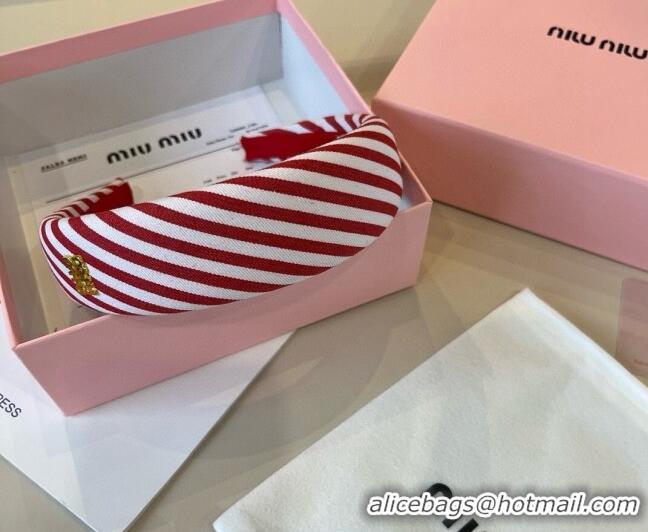 New Style Cheap Miu Miu Striped Headband 0513 Red 2025