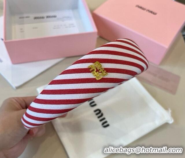 New Style Cheap Miu Miu Striped Headband 0513 Red 2025