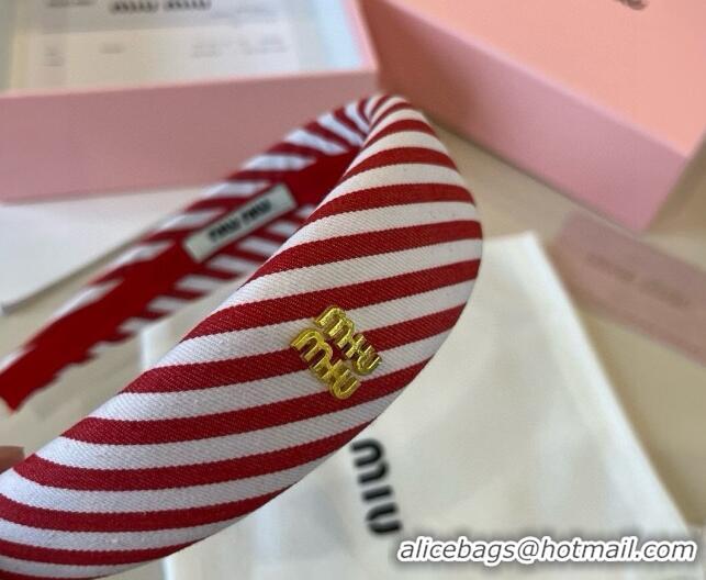 New Style Cheap Miu Miu Striped Headband 0513 Red 2025