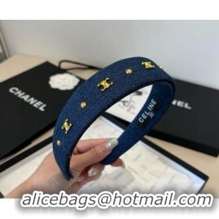 Discount Celine Denim Studs Headband 0513 Navy Blue 2025