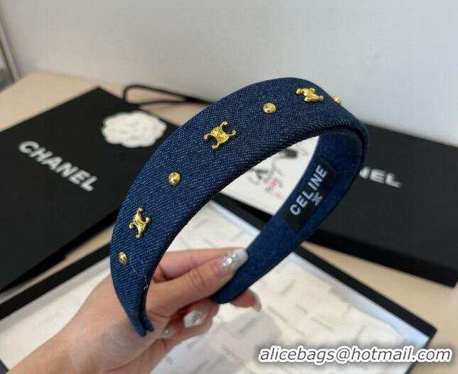 Discount Celine Denim Studs Headband 0513 Navy Blue 2025