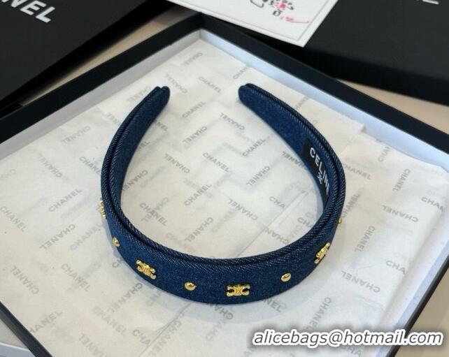 Discount Celine Denim Studs Headband 0513 Navy Blue 2025