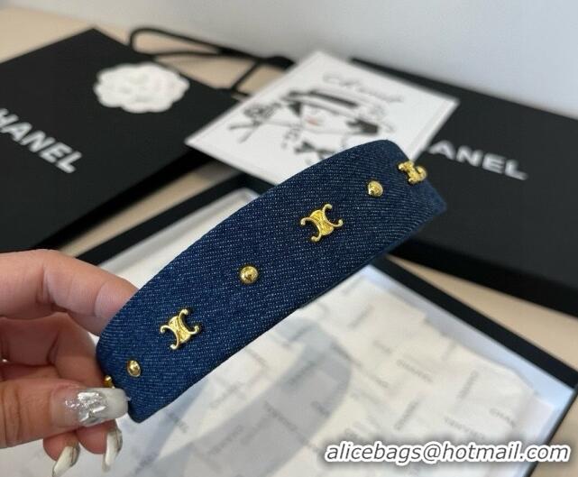 Discount Celine Denim Studs Headband 0513 Navy Blue 2025