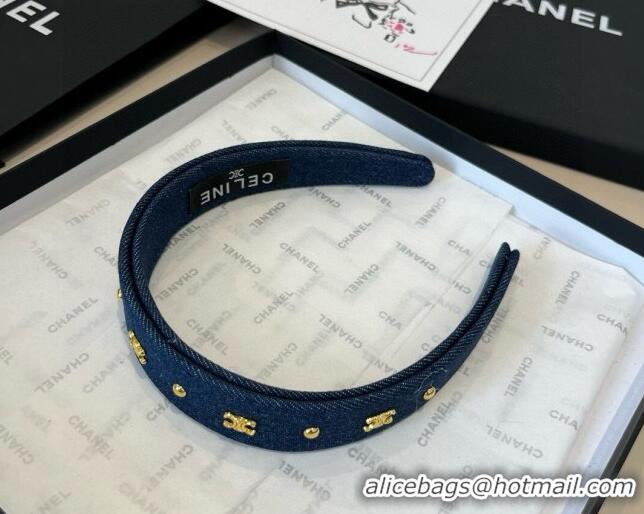 Discount Celine Denim Studs Headband 0513 Navy Blue 2025