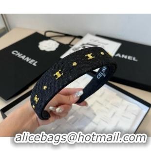 Latest Style Celine Denim Studs Headband 0513 Black 2025
